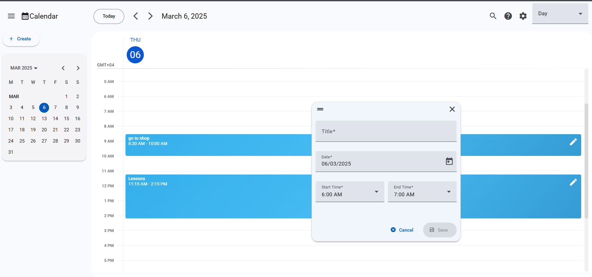 Google Calendar Clone